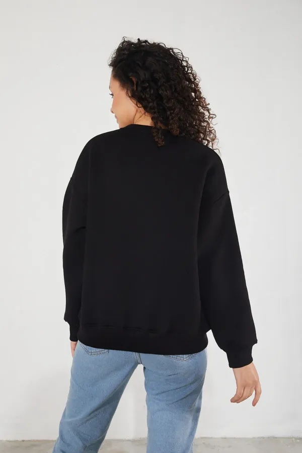 Women's Crew Neck Long Sleeve Basic 3-Thread Brushed Sweatshirt