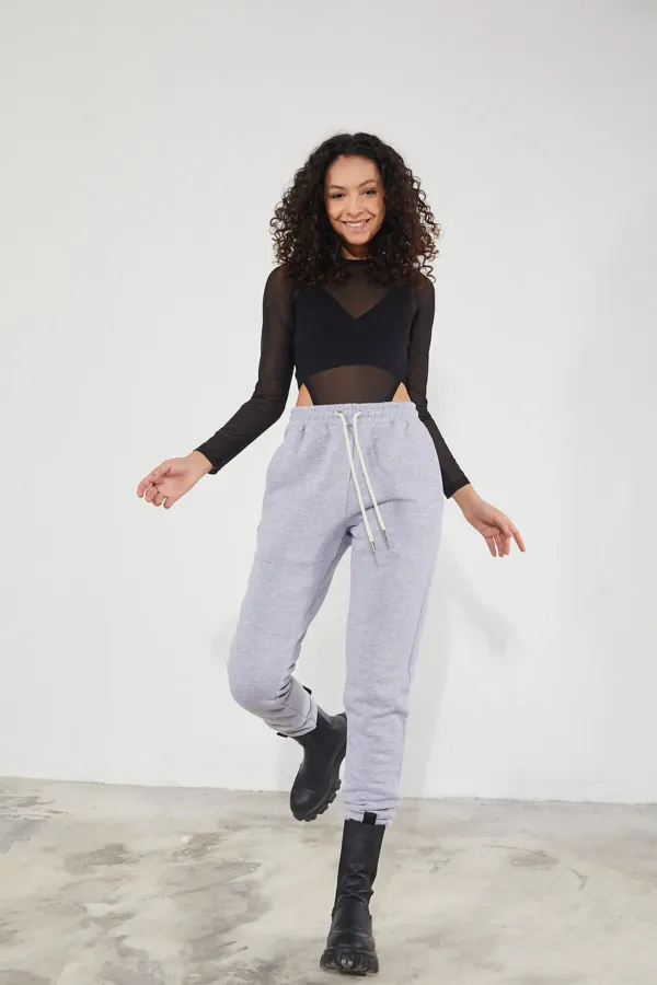 Women's Basic 3-Thread Brushed Fleece Thick Jogger Sweatpants with Elasticated Cuffs