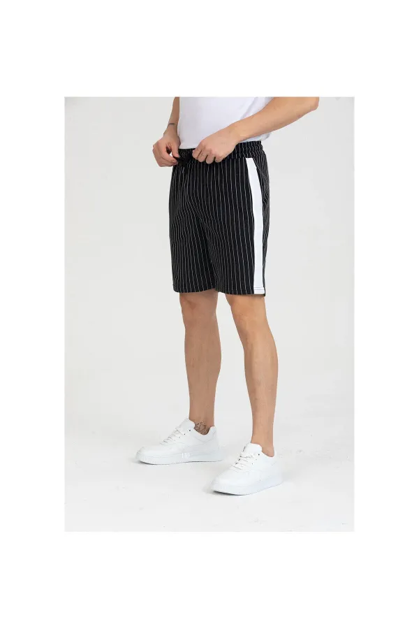 Erkek Basic Şerit Detaylı Çizgili Şort