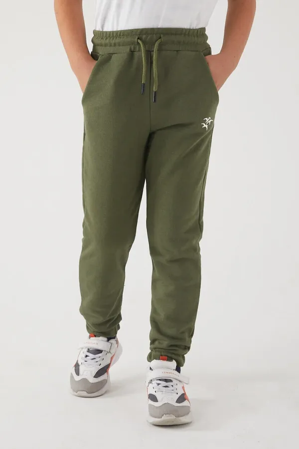 Pantalon de survêtement pour filles en tissu 3 fils avec poches, taille et chevilles élastiques, et motif imprimé