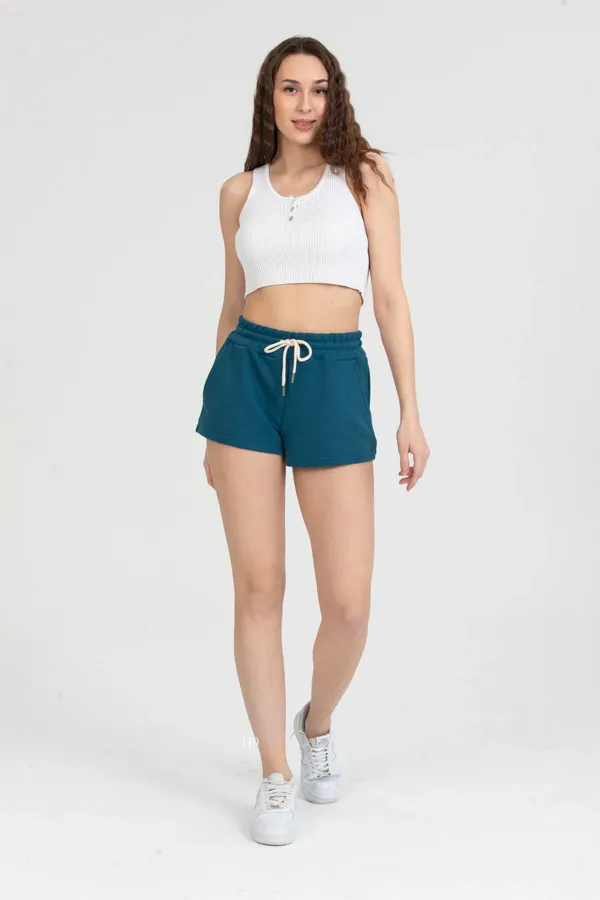 Short basique pour femme à taille élastique et poches