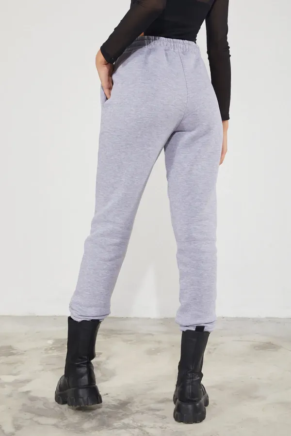Women's Basic 3-Thread Brushed Fleece Thick Jogger Sweatpants with Elasticated Cuffs