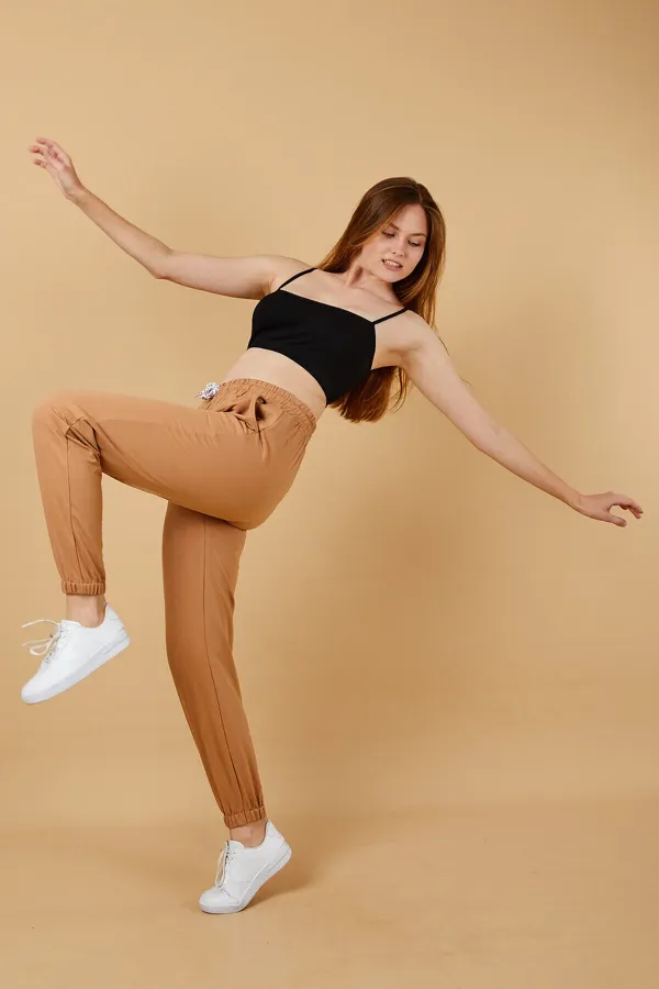 Pantalon de survêtement pour femme avec taille et chevilles élastiques