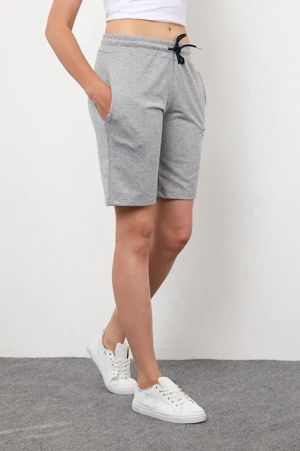 Women's Basic Long Knitted Shorts - Bermuda