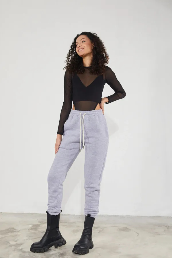 Women's Basic 3-Thread Brushed Fleece Thick Jogger Sweatpants with Elasticated Cuffs