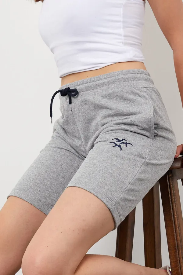 Women's Basic Long Knitted Shorts - Bermuda