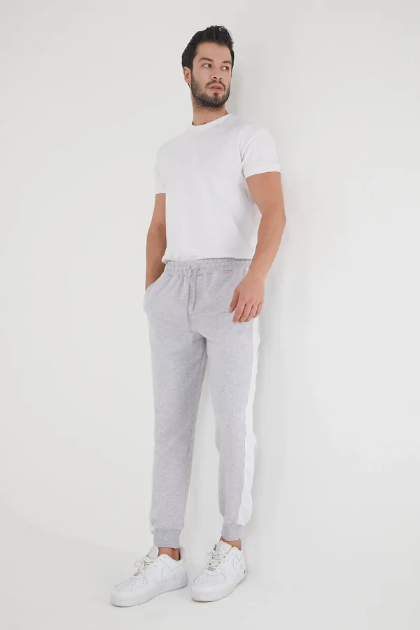 Erkek Regular Yan Panelli Paça Ribanalı Cepli Eşofman Altı