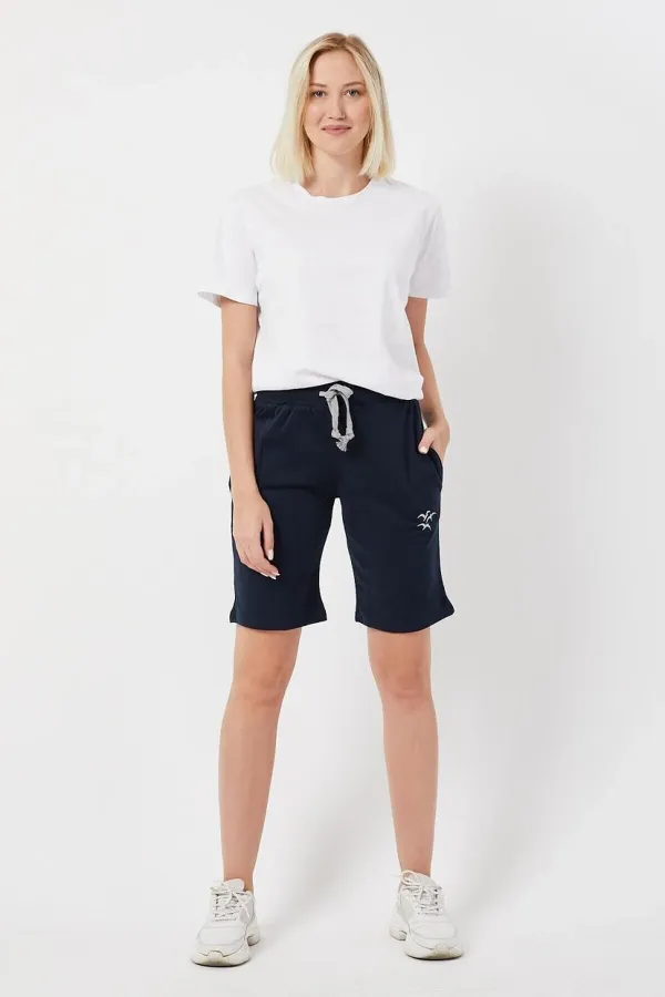 Women's Basic Long Knitted Shorts - Bermuda