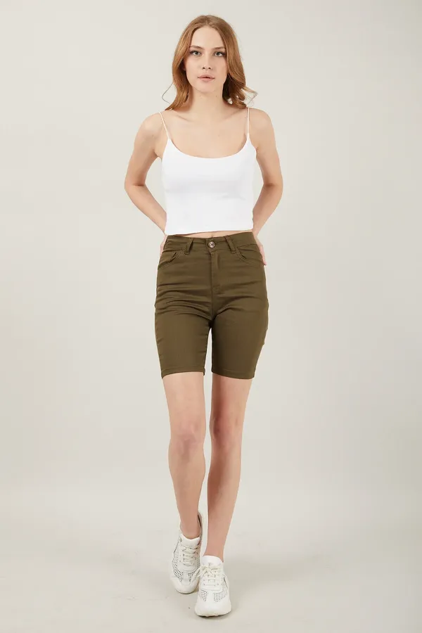 Kadın Cepli Slim Fit Şort