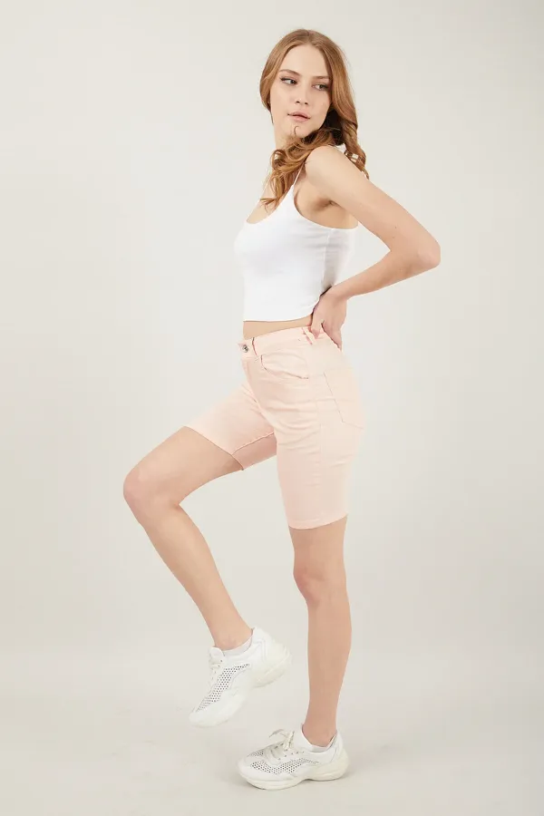 Kadın Cepli Slim Fit Şort