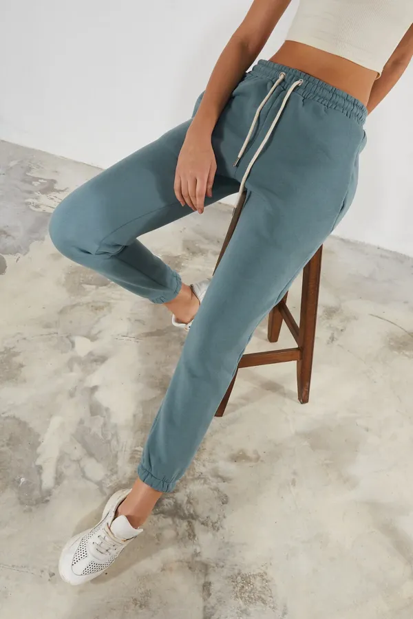 Pantalon de jogging épais en molleton brossé 3 fils pour femme, avec poignets élastiqués