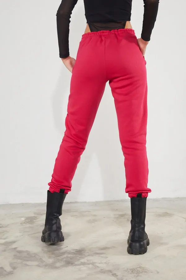 Women's Basic 3-Thread Brushed Fleece Thick Jogger Sweatpants with Elasticated Cuffs