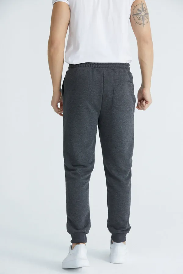 Men's Basic 3-Thread Regular Fit Sweatpants with Ribbed Cuffs