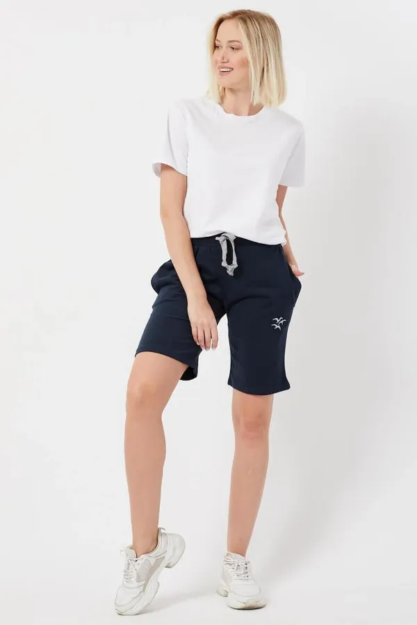 Women's Basic Long Knitted Shorts - Bermuda