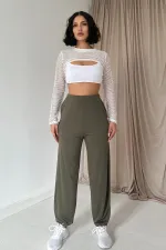 Pantalon à pinces et détails élastiques