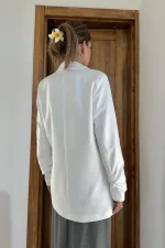 Kol Ucu Büzgülü Atlas Ceket