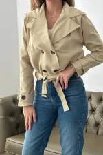 Kemerli Kısa Trech Ceket