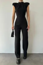 Padded Stand-up Collar Jumpsuit