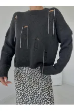 Faça ve Zincirli Triko Kazak