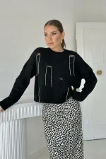 Faça ve Zincirli Triko Kazak