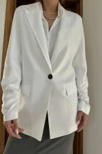 Kol Ucu Büzgülü Atlas Ceket