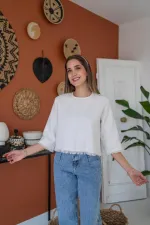 Chemisier à pompons détaillés