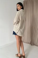 Dyed Linen Printed Stoned Shirt