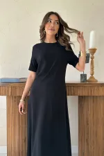 Pleated Crew Neck Dress