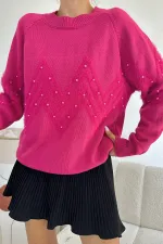 Pull en tricot perlé zigzag