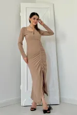 Strapless and Slit Dress