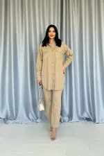 Yıkamalı Gömlek ve Pantolon Takım