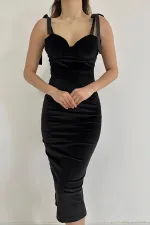 Satin Strap Velvet Dress