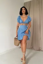 Embroidered Crop and Mini Skirt Set