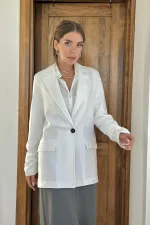 Kol Ucu Büzgülü Atlas Ceket