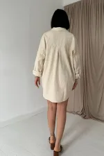 Dyed Linen Printed Stoned Shirt