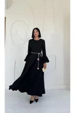 Balloon Sleeve Belted Dress