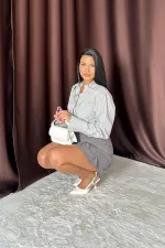 Pleated Skirt with Button Detail