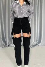 Askılı İki Parça Jeans Pantolon