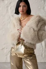 Altın Varaklı Jeans Pantolon