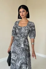 Button-Front Sweetheart Neck Dress