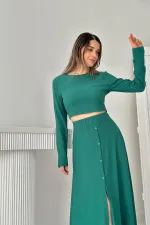 Corduroy Blouse & Skirt Set