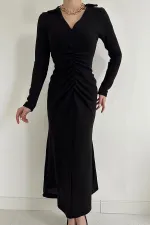 Büzgülü Triko Balık Elbise