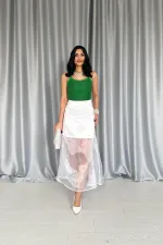 Atlas Skirt with Organza Detail