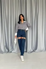 Askılı İki Parça Jeans Pantolon