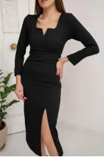 Yırtmaçlı Krep Elbise