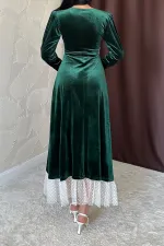Velvet Dress with Pearl Accessories