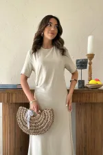 Pleated Crew Neck Dress