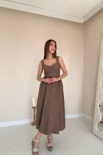 Side Pleated Chest Cup Dress