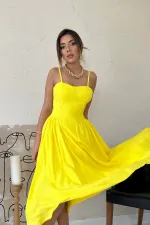 Long Gathered Dress with Chest Cup