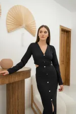 Robe boutonnée détaillée à la taille